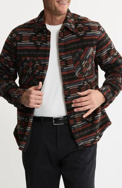 Jachs Geometric Jacquard Faux Shearling Lined Jacket In Black