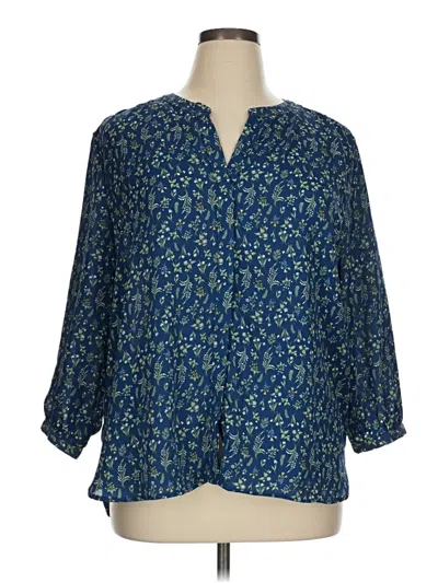 Pre-owned Jachs Girlfriend 3/4 Sleeve Blouse In Blue