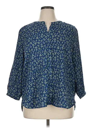Pre-owned Jachs Girlfriend 3/4 Sleeve Blouse In Blue