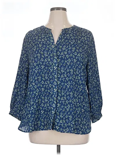 Pre-owned Jachs Girlfriend 3/4 Sleeve Blouse In Blue