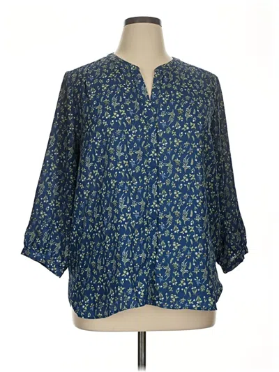 Pre-owned Jachs Girlfriend 3/4 Sleeve Blouse In Blue