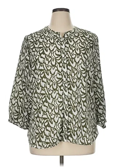Pre-owned Jachs Girlfriend 3/4 Sleeve Blouse In Green