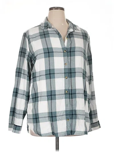 Pre-owned Jachs Girlfriend 3/4 Sleeve Button Down Shirt In Teal