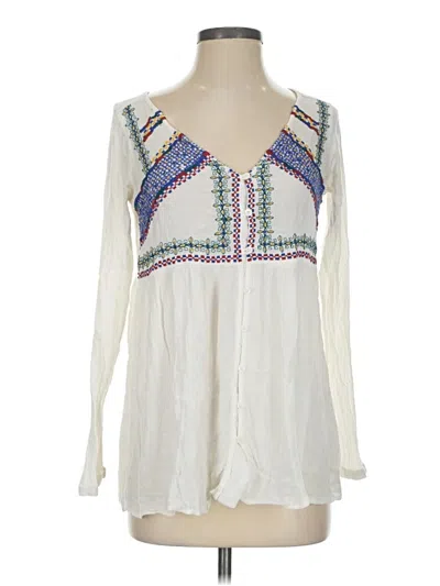 Pre-owned Jachs Girlfriend Long Sleeve Blouse In White