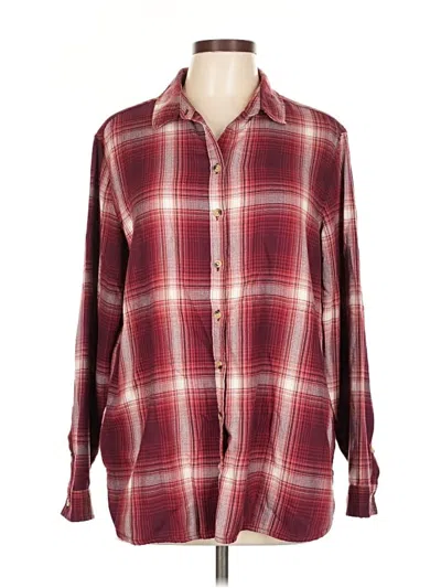 Pre-owned Jachs Girlfriend Long Sleeve Button Down Shirt In Burgundy