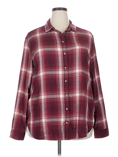 Pre-owned Jachs Girlfriend Long Sleeve Button Down Shirt In Burgundy