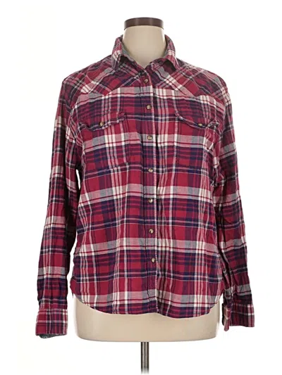 Pre-owned Jachs Girlfriend Long Sleeve Button Down Shirt In Burgundy