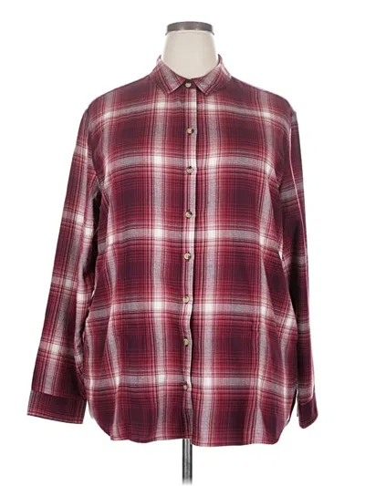 Pre-owned Jachs Girlfriend Long Sleeve Button Down Shirt In Burgundy