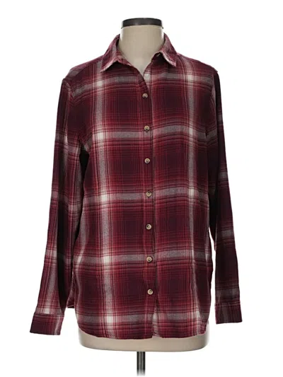 Pre-owned Jachs Girlfriend Long Sleeve Button Down Shirt In Burgundy