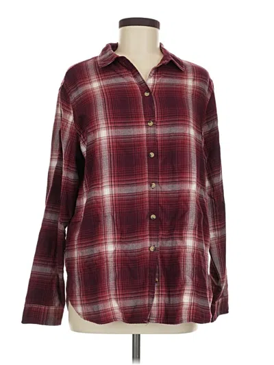 Pre-owned Jachs Girlfriend Long Sleeve Button Down Shirt In Burgundy