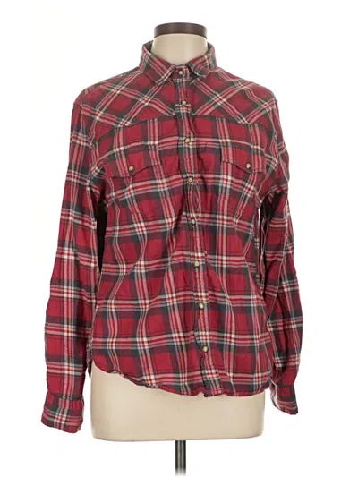 Pre-owned Jachs Girlfriend Long Sleeve Button Down Shirt In Burgundy