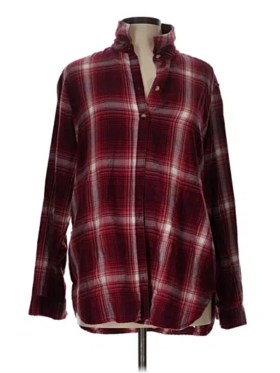Pre-owned Jachs Girlfriend Long Sleeve Button Down Shirt In Burgundy