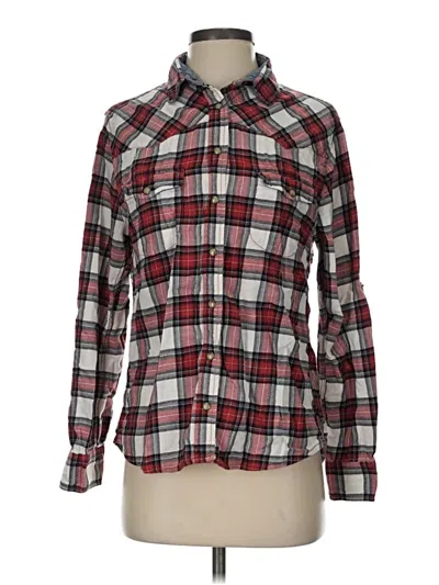 Pre-owned Jachs Girlfriend Long Sleeve Button Down Shirt In Burgundy