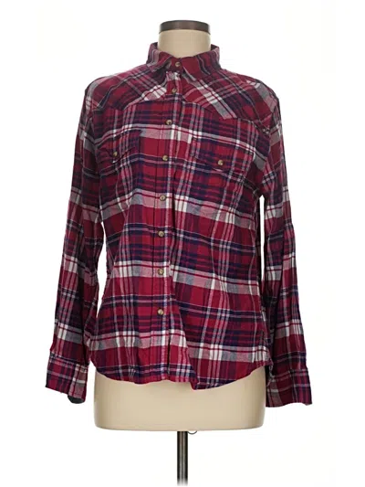 Pre-owned Jachs Girlfriend Long Sleeve Button Down Shirt In Burgundy