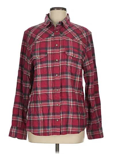 Pre-owned Jachs Girlfriend Long Sleeve Button Down Shirt In Burgundy