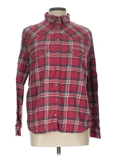 Pre-owned Jachs Girlfriend Long Sleeve Button Down Shirt In Burgundy