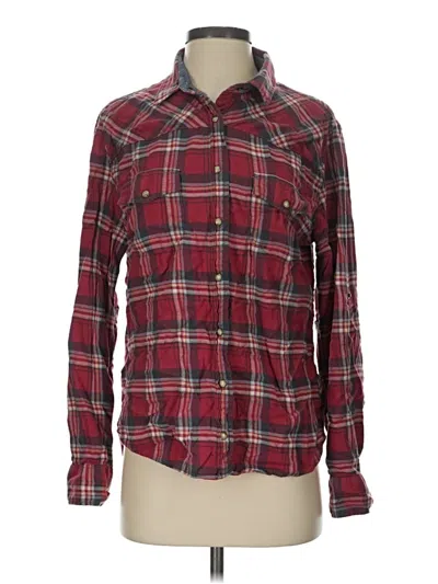 Pre-owned Jachs Girlfriend Long Sleeve Button Down Shirt In Burgundy