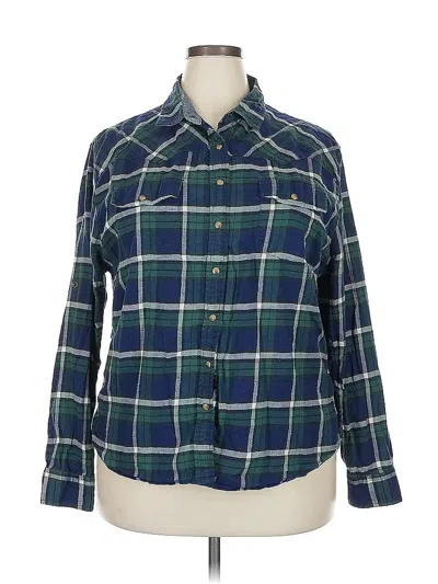 Pre-owned Jachs Girlfriend Long Sleeve Button Down Shirt In Green