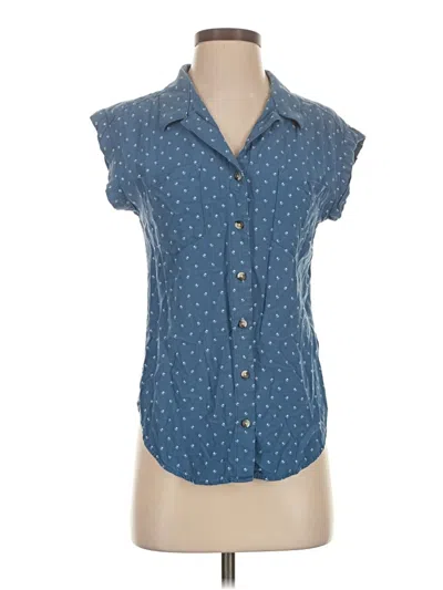 Pre-owned Jachs Girlfriend Short Sleeve Blouse In Blue