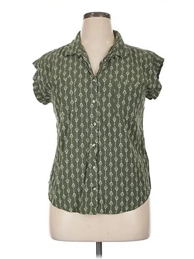 Pre-owned Jachs Girlfriend Short Sleeve Blouse In Green