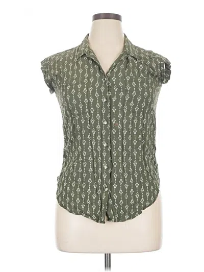 Pre-owned Jachs Girlfriend Short Sleeve Blouse In Teal
