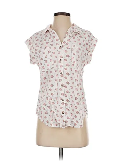 Pre-owned Jachs Girlfriend Short Sleeve Blouse In White