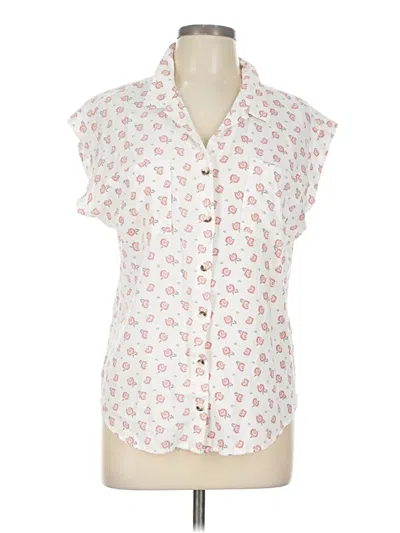 Pre-owned Jachs Girlfriend Short Sleeve Blouse In White