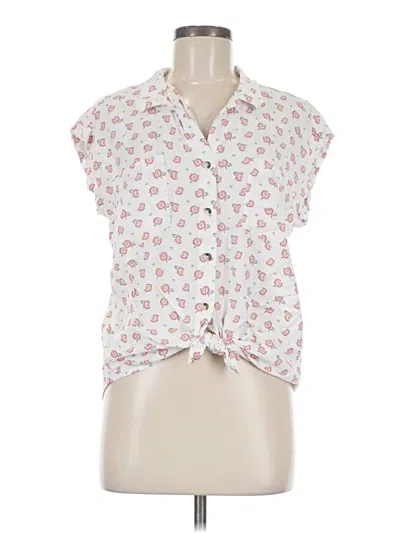 Pre-owned Jachs Girlfriend Short Sleeve Blouse In White