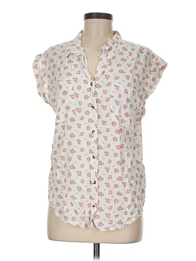 Pre-owned Jachs Girlfriend Short Sleeve Blouse In White