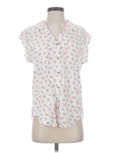 Pre-owned Jachs Girlfriend Short Sleeve Blouse In White