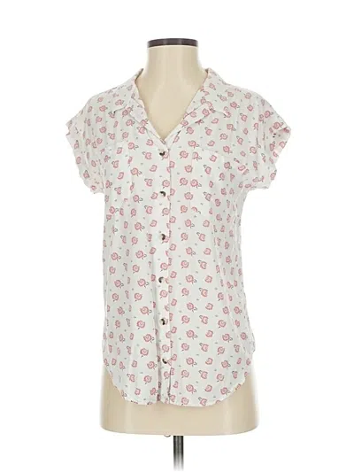 Pre-owned Jachs Girlfriend Short Sleeve Henley Shirt In White