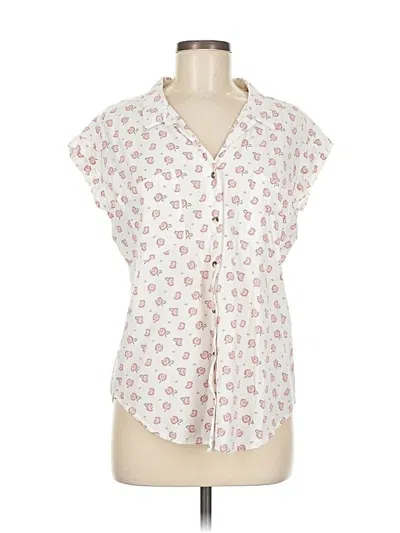 Pre-owned Jachs Girlfriend Short Sleeve Henley Shirt In White