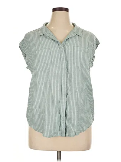 Pre-owned Jachs Girlfriend Sleeveless Button Down Shirt In Green