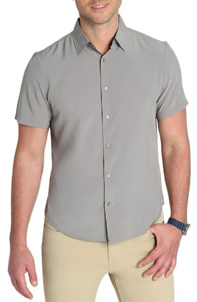 Jachs Gravity Short Sleeve Button-up Shirt In Light Grey