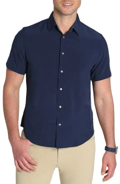 Jachs Gravity Short Sleeve Button-up Shirt In Blue