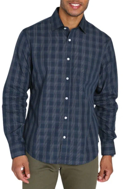 Jachs Hayati Plaid Button-up Shirt In Navy Hayati Plaid