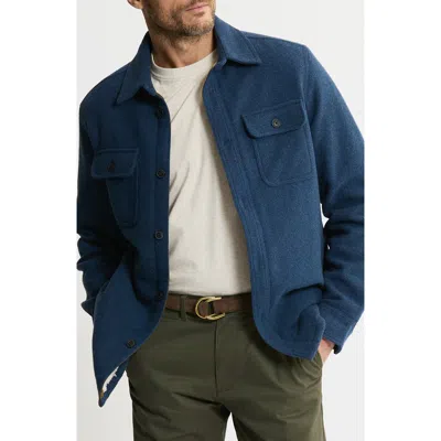Jachs Herringbone Knit Shirt Jacket In Blue