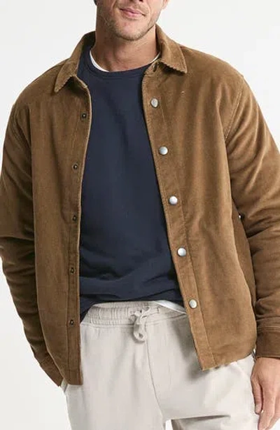 Jachs High Pile Fleece Lined Corduroy Shirt Jacket In Brown