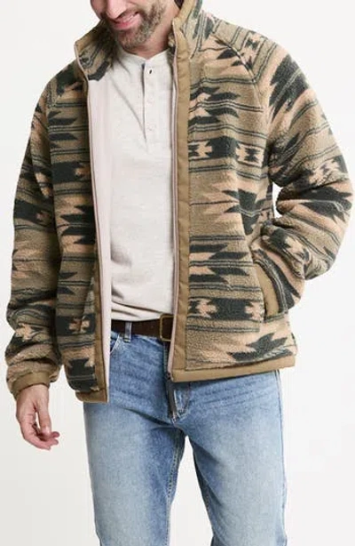 Jachs Jacquard High-pile Fleece Full Zip Jacket In Yellow