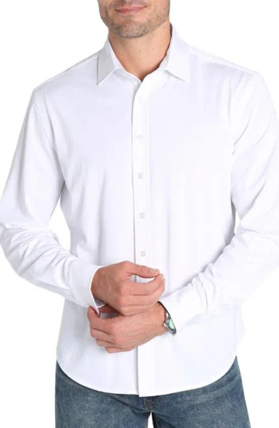 Jachs Knit Button-up Shirt In White