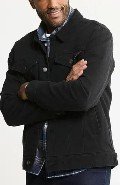 Jachs Lined Bull Denim Trucker Jacket In Black