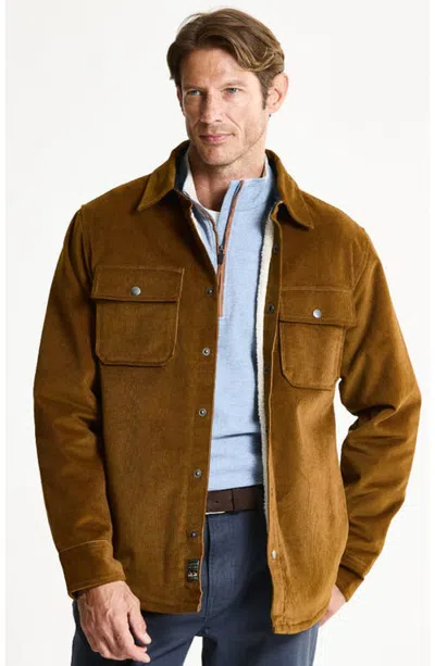 Jachs Lined Corduroy Overshirt In Khaki