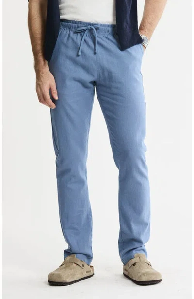 Jachs Linen Blend Drawstring Pants In Blue