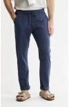 Jachs Linen Blend Drawstring Pants In Purple