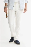 Jachs Linen Blend Drawstring Pants In White