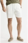 Jachs Linen Blend Drawstring Shorts In White