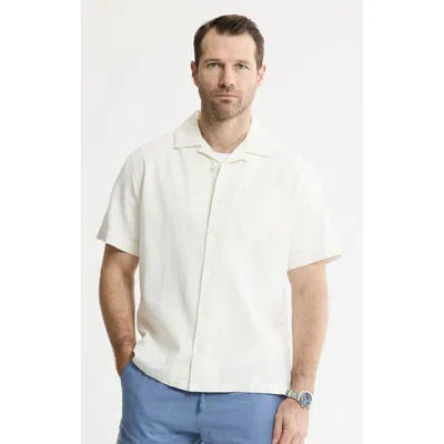 Jachs Linen Blend Short Sleeve Camp Shirt In White