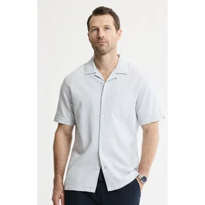 Jachs Linen Blend Short Sleeve Camp Shirt In White