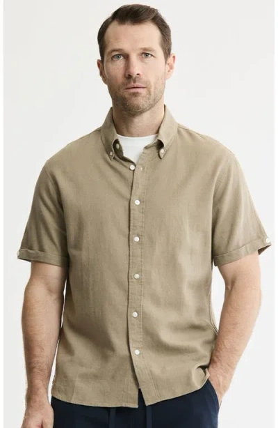 Jachs Linen Blend Short Sleeve Shirt In Animal Print