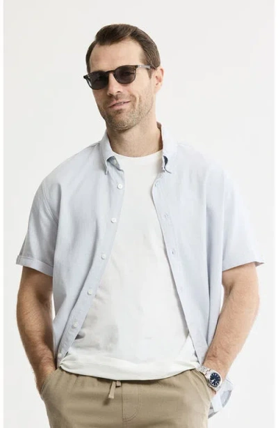 Jachs Linen Blend Short Sleeve Shirt In Blue